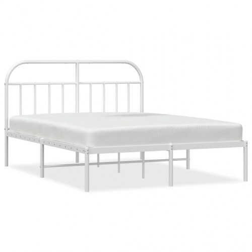 Sengeramme med sengegavl 160×200 cm - metal, hvid