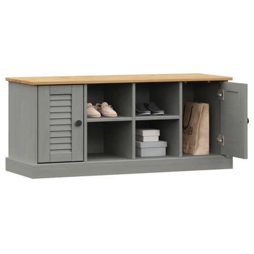 Skobænk VIGO 106×35×45 cm - massivt fyrretræ, grå