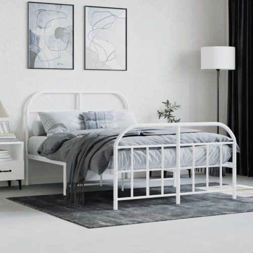 Sengeramme med sengegavl og fodgærde 120 x 190 cm - hvid