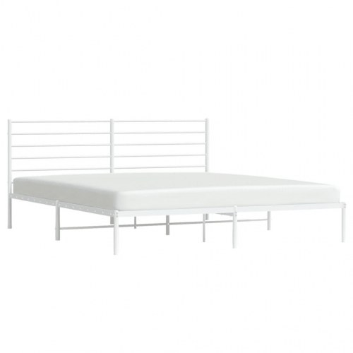 Sengeramme med sengegavl 183 × 213 cm - metal, hvid