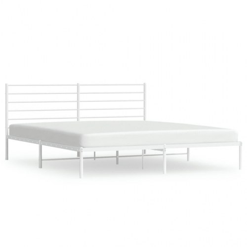 Sengeramme med sengegavl 193×203 cm - metal, hvid