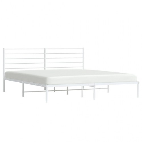 Sengeramme med sengegavl 193×203 cm - metal, hvid