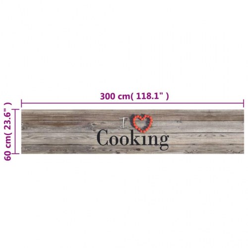 Køkkentæppe 60x300 cm Cooking-design vaskbart velour grå
