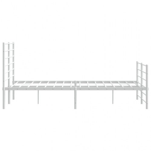Sengeramme med sengegavl og fodgærde 150x200 cm - metal, hvid
