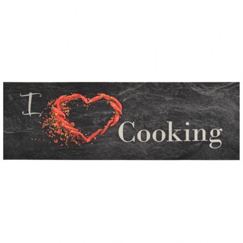 Køkkentæppe 60x180 cm Cooking-design vaskbart fløjl sort