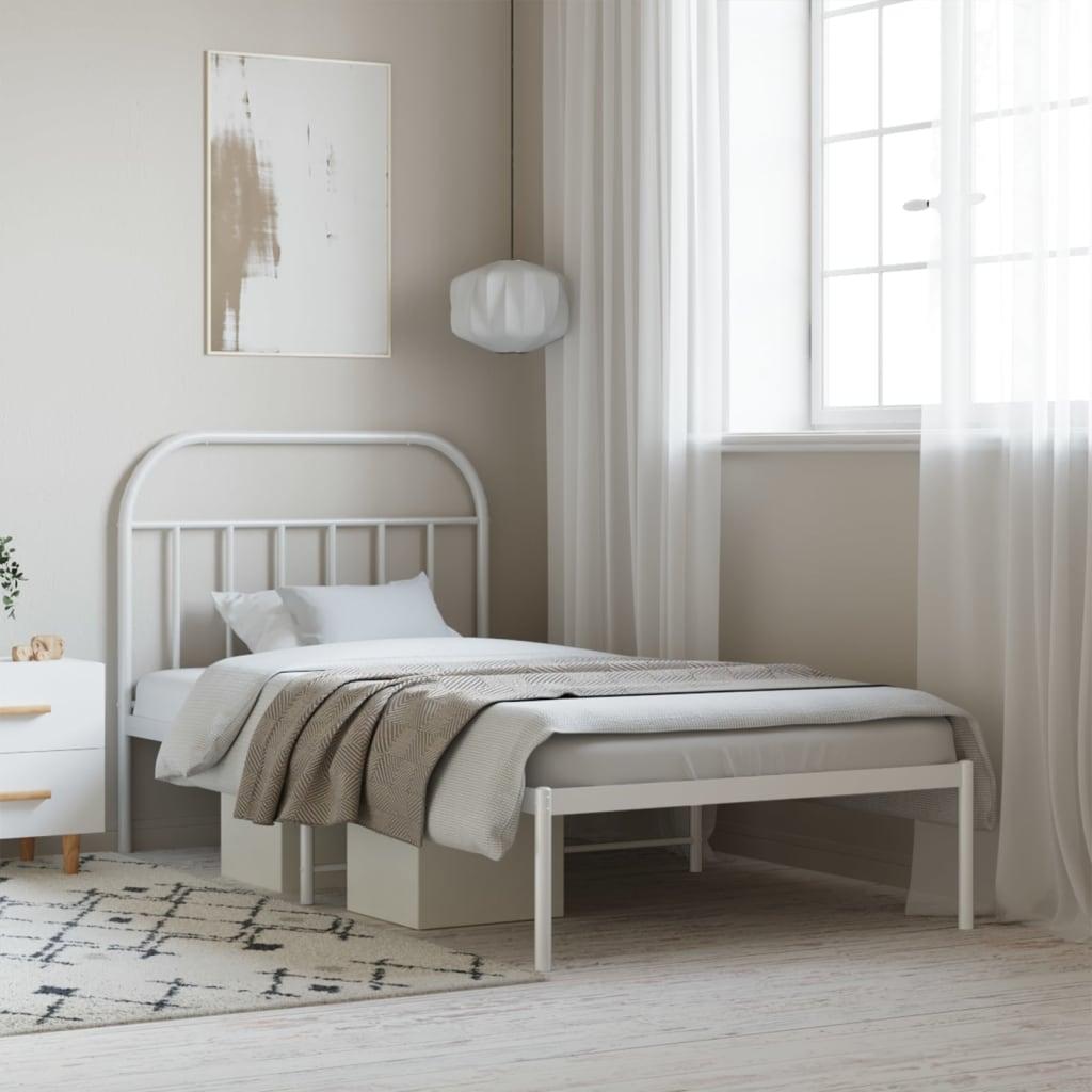 Sengeramme Med Sengegavl Metal - Hvid / med hovedgærde / 107 x 203 cm