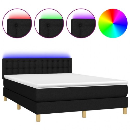 Kontinentalseng med LED-lys 140x190 cm - sort stof