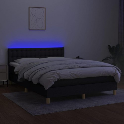 Kontinentalseng med LED-lys 140x190 cm - sort stof