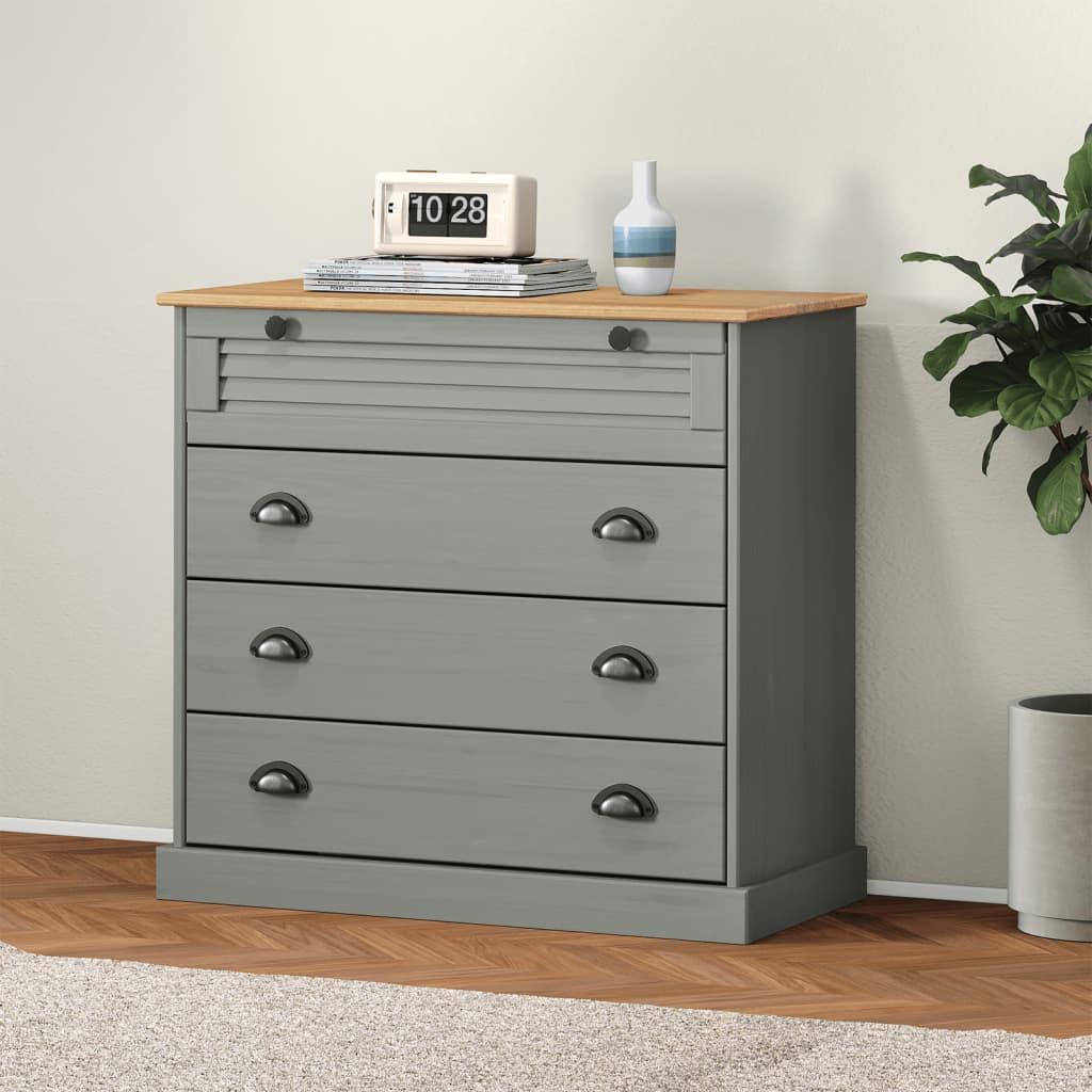Kommode VIGO 80 x 40 x 76 cm i massivt fyrretræ - grå