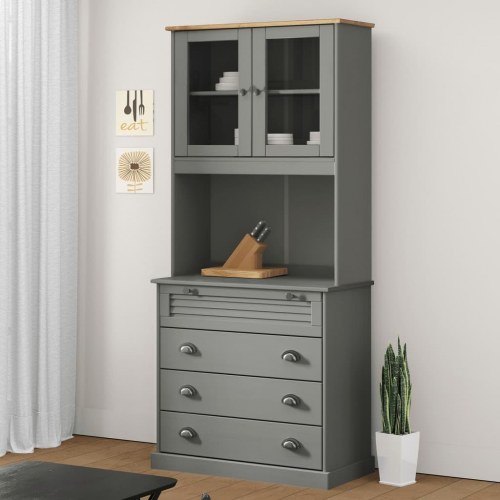 Skænk VIGO 80x40x176 cm massivt fyrretræ grå