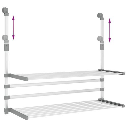 Tørrestativ til altan 89x25x(60-95) cm aluminium
