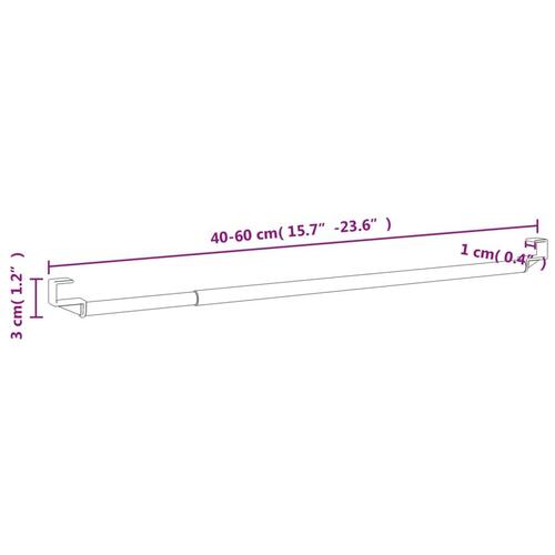 Gardinstænger 2 stk. 40-60 cm aluminium hvid og sølvfarvet