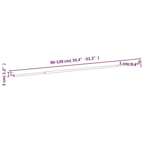 Gardinstænger 2 stk. 90-130 cm aluminium hvid og sølvfarvet