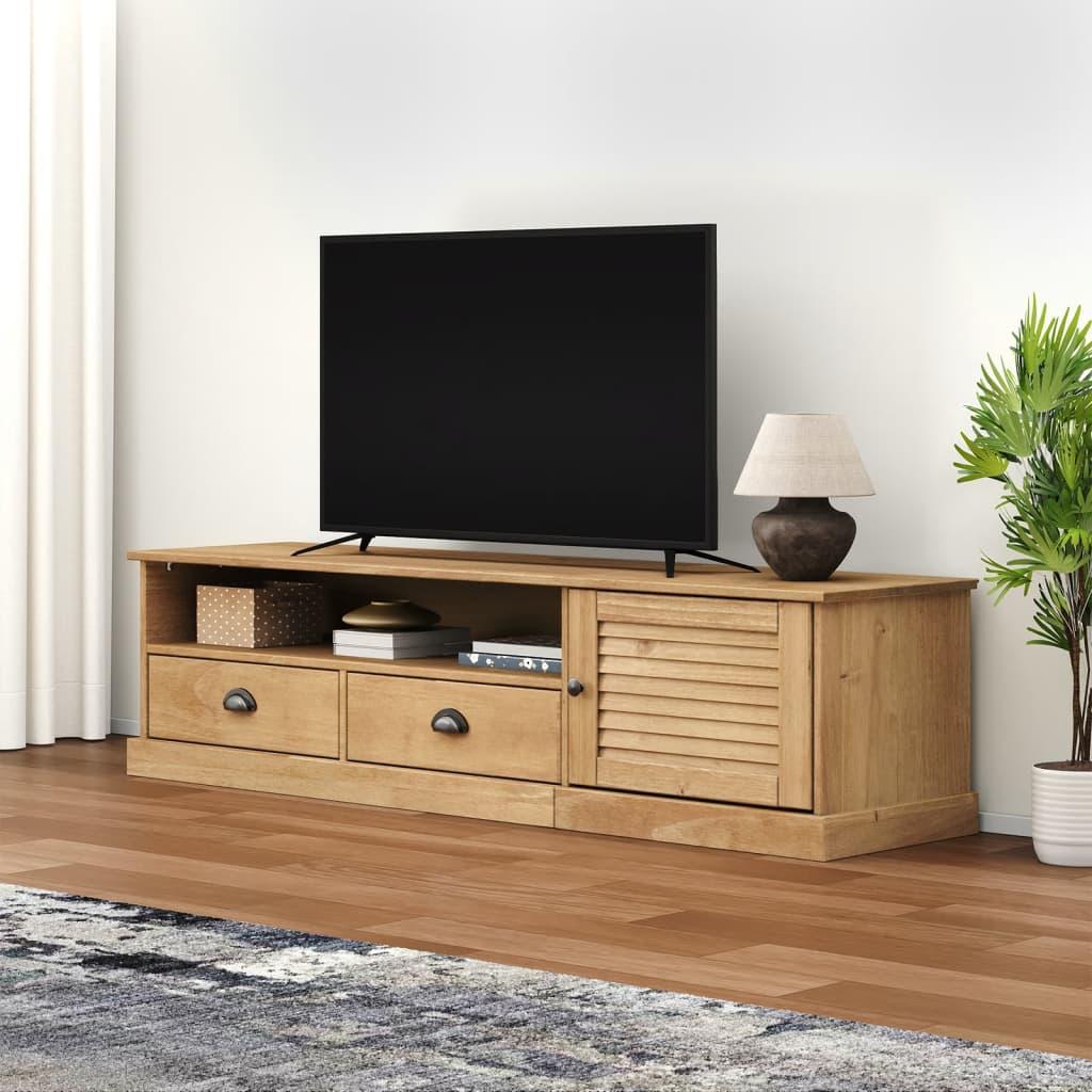 Tv-Bord Vigo 156X40X40 Cm Massivt Fyrretræ - Brun