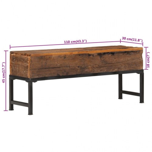Bænk 110 cm massivt genbrugstræ