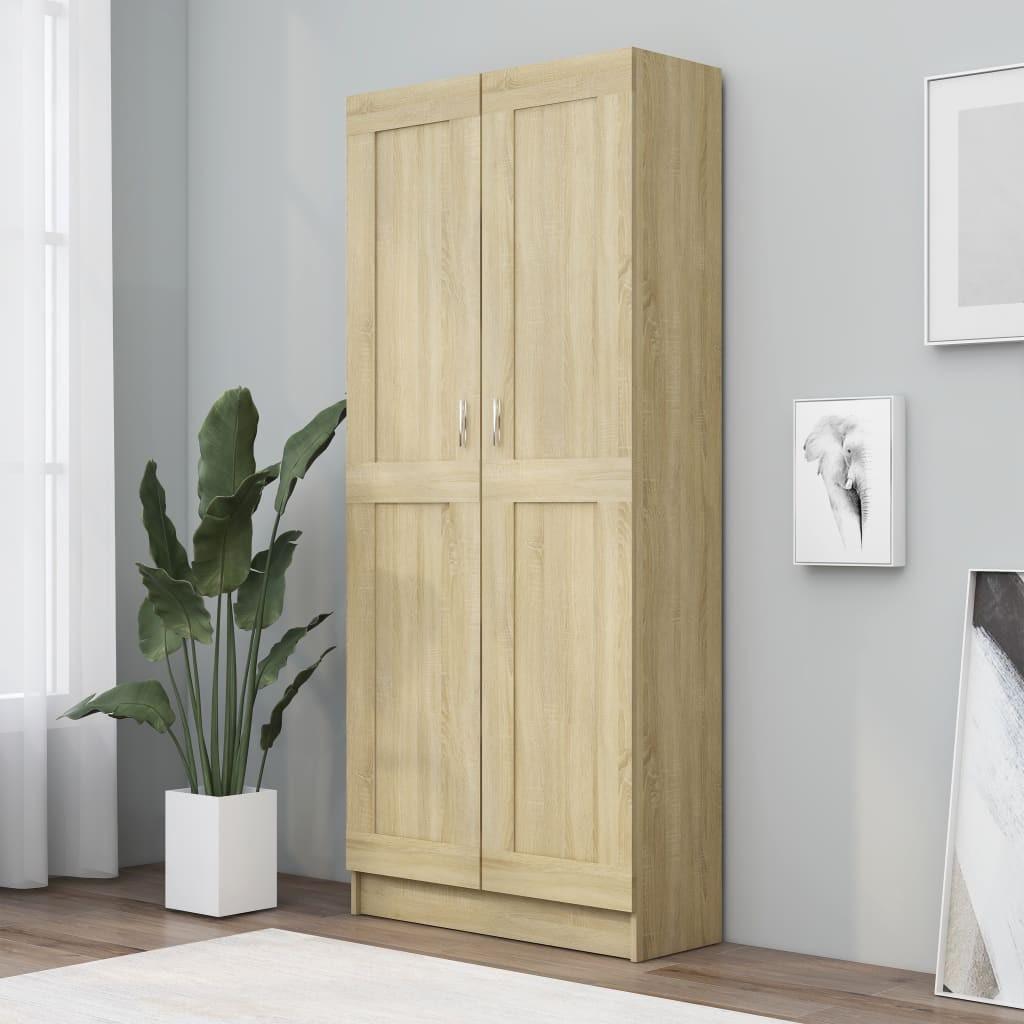 Bogskab 82,5x30,5x185,5 cm konstrueret træ sonoma-eg billede