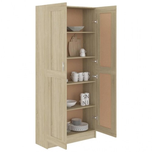 Bogskab med 2 låger 82,5 x 30,5 x 185,5 cm - sonoma-eg