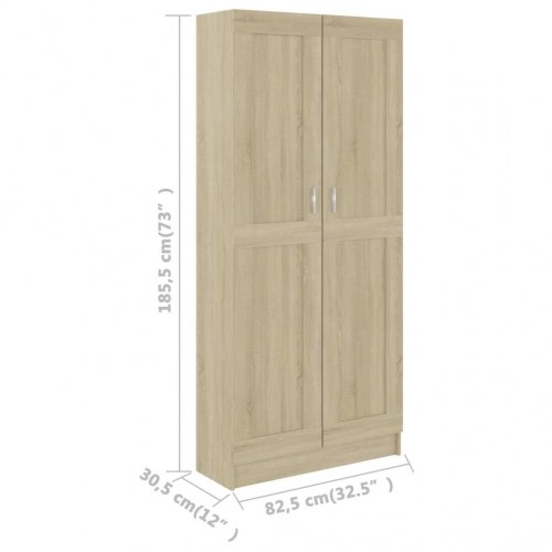 Bogskab med 2 låger 82,5 x 30,5 x 185,5 cm - sonoma-eg