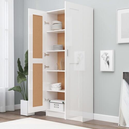 Bogskab 82,5x30,5x185,5 cm konstrueret træ hvid højglans