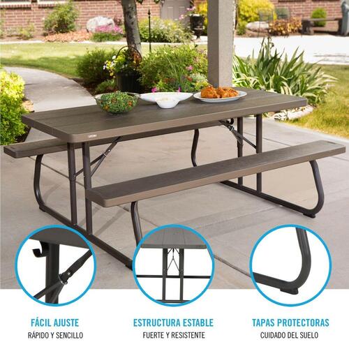 Sammenklappeligt bord Lifetime Træ Brun Picnic Stål Plastik 183 x 74 x 145 cm
