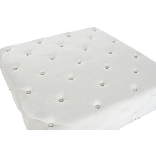 Bænk - hvid velourlook og gyldent metal, 100 × 100 × 45 cm