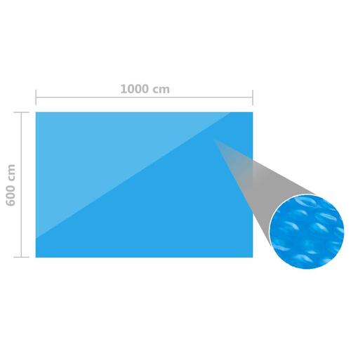Rektangulært poolovertræk 1000x600 cm PE blå
