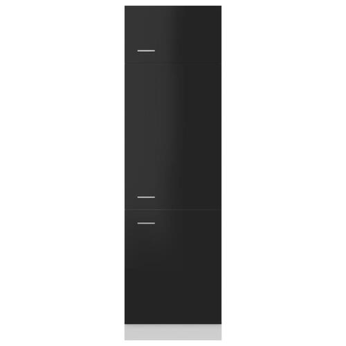 Skab til køleskab 60x57x207 cm spånplade sort højglans
