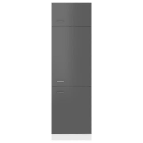 Skab til køleskab 60x57x207 cm spånplade grå højglans