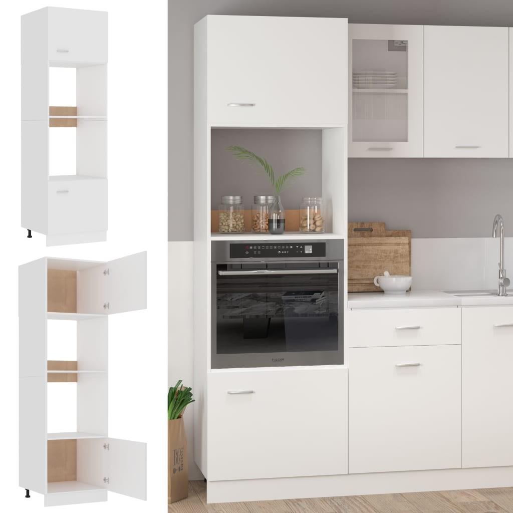 Køkkenskab til mikroovn 60x57x207 cm konstrueret træ hvid