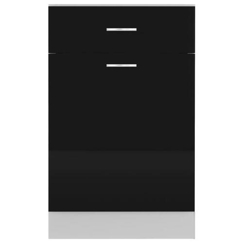 Skuffeunderskab 50x46x81,5 cm spånplade sort højglans