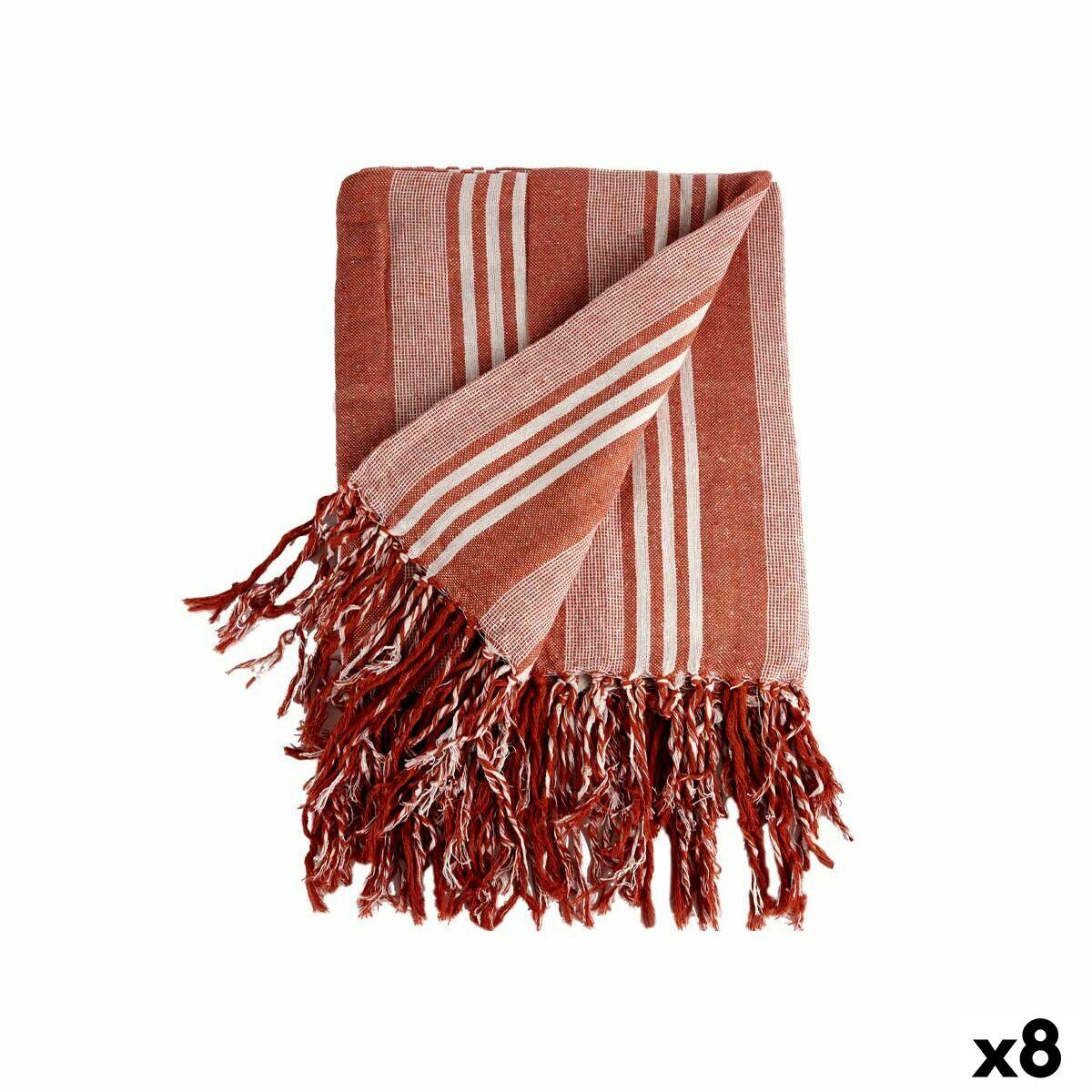 Multifunktionelt tæppe Striber 235 x 205 cm Hvid Rød (8 enheder)