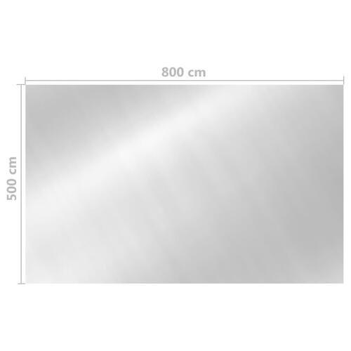 Rektangulært poolovertræk 800x500 cm PE sølvfarvet