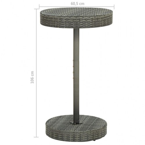 Rundt havebord i polyrattan - grå, 60,5 × 106 cm