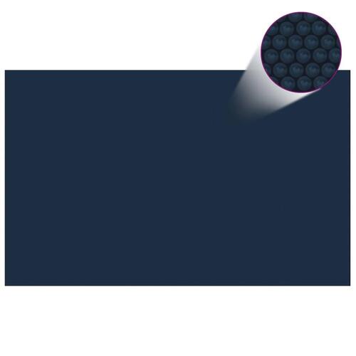 Flydende solopvarmet poolovertræk 800x500 cm PE sort og blå