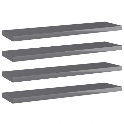Boghylder 4 stk. 40x10x1,5 cm konstrueret træ grå højglans