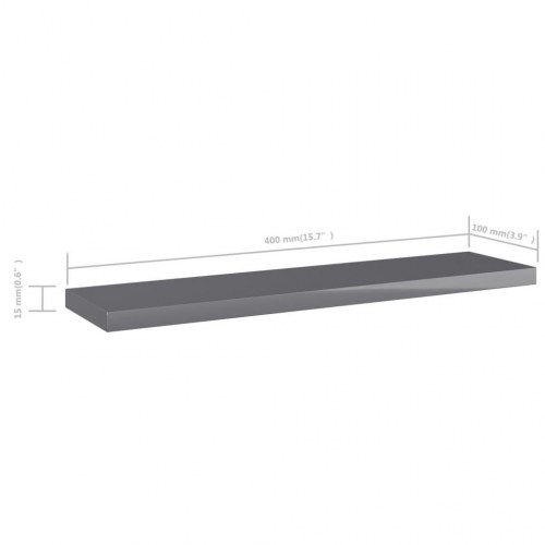 Boghylder 4 stk. 40x10x1,5 cm konstrueret træ grå højglans