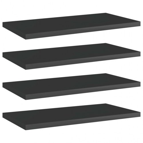 Boghylder 4 stk. 40x20x1,5 cm konstrueret træ sort højglans
