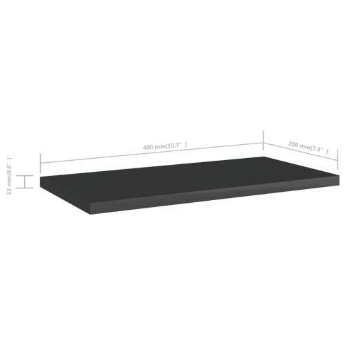 Boghylder 4 stk. 40x20x1,5 cm konstrueret træ sort højglans