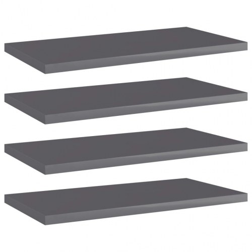 Boghylder 4 stk. 40x20x1,5 cm konstrueret træ grå højglans