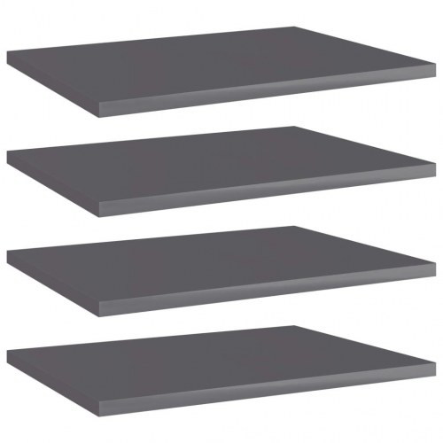 Boghylder 4 stk. - 40 × 30 × 1,5 cm - grå højglans konstrueret træ