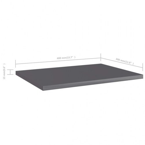 Boghylder 4 stk. - 40 × 30 × 1,5 cm - grå højglans konstrueret træ