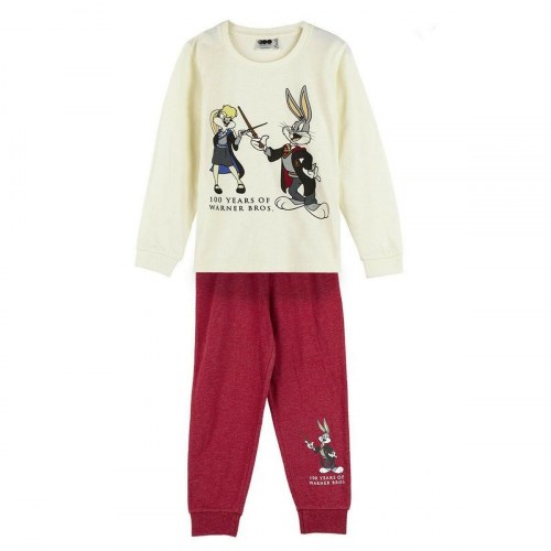 Warner Bros børnepyjamas - Rød/Beige, 10 år, 100% bomuld