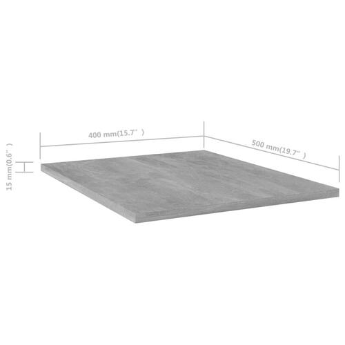 Boghylder 4 stk. 40x50x1,5 cm konstrueret træ betongrå