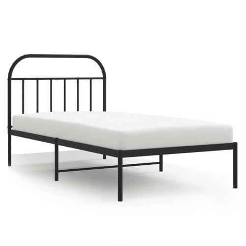 Sengeramme med sengegavl 100×190 cm - metal, sort