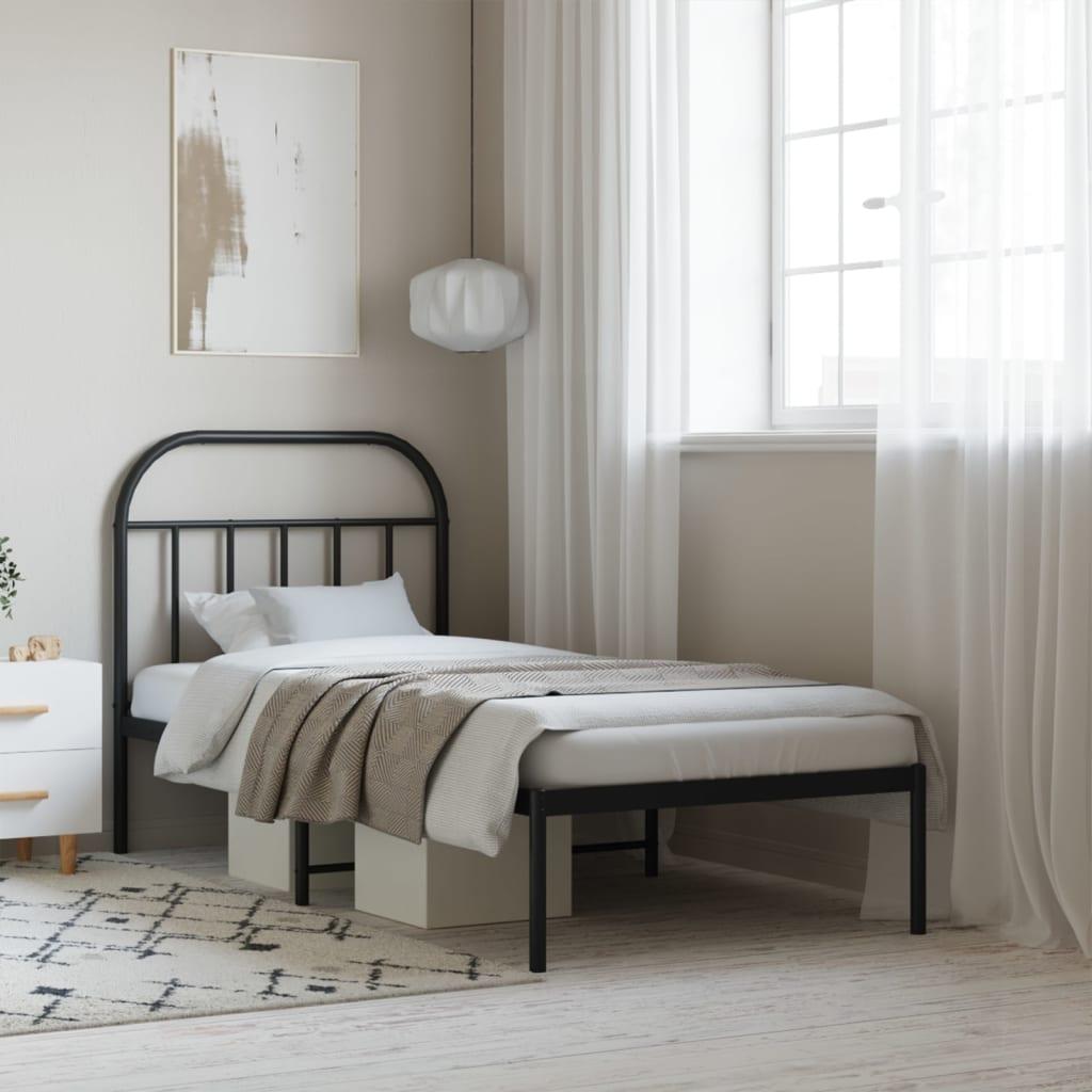Sengeramme med sengegavl 80×200 cm - metal, sort