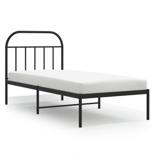 Sengeramme med sengegavl 80×200 cm - metal, sort