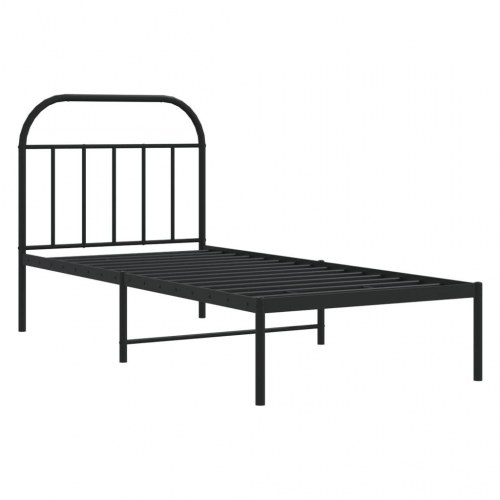 Sengeramme med sengegavl 80×200 cm - metal, sort