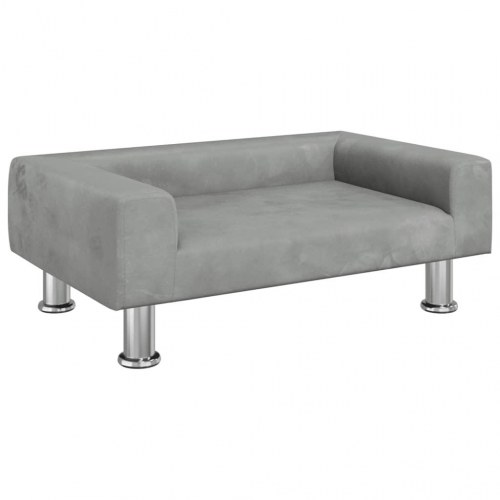 Hundeseng i velour - 70 × 45 × 26,5 cm, lysegrå