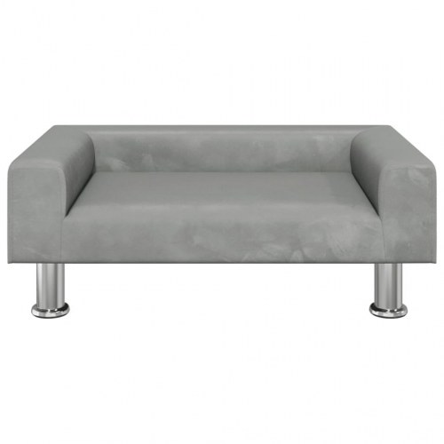 Hundeseng i velour - 70 × 45 × 26,5 cm, lysegrå