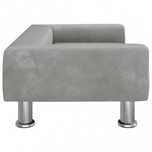 Hundeseng i velour - 70 × 45 × 26,5 cm, lysegrå